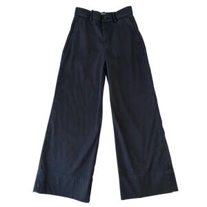 Spanx Wide Leg Crop Pants Black XS Cotton Blend High Rise Zip Fly Women's